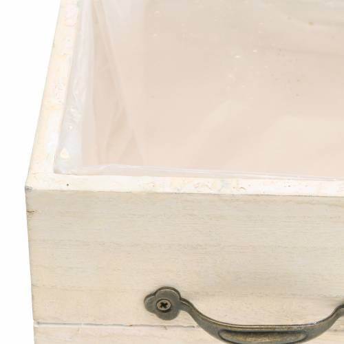 Floristik24 Fioriera cassetto in legno crema 15×15cm/12×12cm set di 2