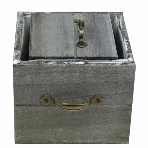 Prodotto Fioriera cassetto in legno lavato grigio 15×15 cm/12×12 cm set di 2