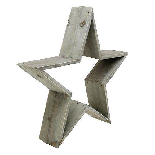 Floristik24 Set di 4 stelle in legno in piedi grigie 29 cm - 61 cm