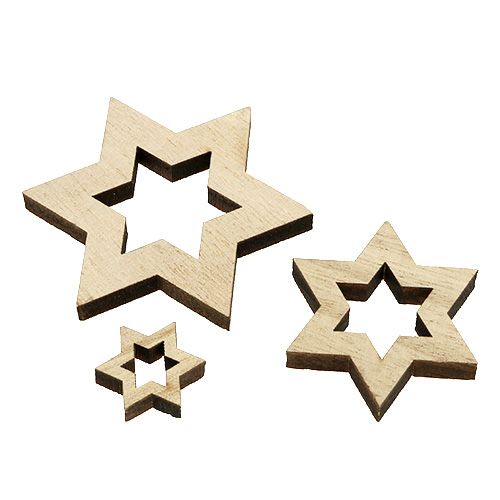 Floristik24 Mix di stelle in legno 2,5 cm - 7 cm naturale 35 pezzi