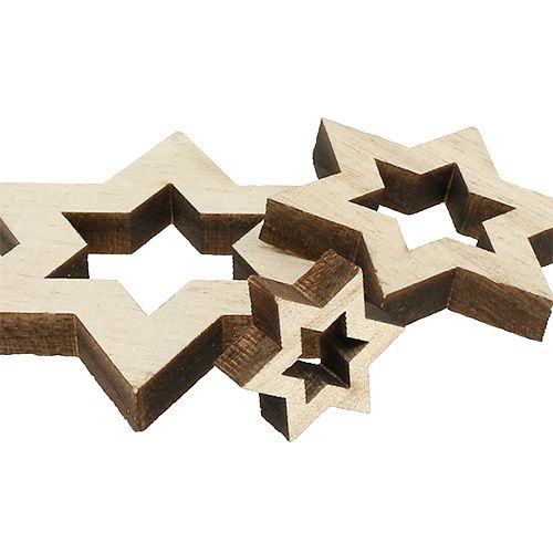 Floristik24 Mix di stelle in legno 2,5 cm - 7 cm naturale 35 pezzi