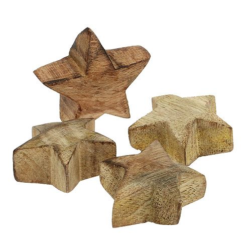 Floristik24 Stella in legno natura 5cm - 6cm in scatola 12pz