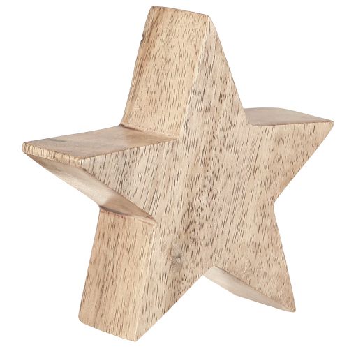 Floristik24 Stella in legno stella naturale decorazione da tavolo in legno di mango Ø10cm 3 pz