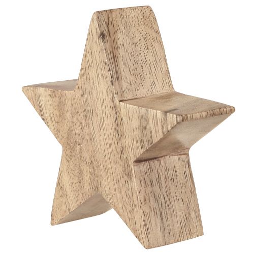 Floristik24 Stella in legno stella naturale decorazione da tavolo in legno di mango Ø10cm 3 pz
