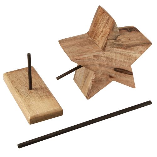 Prodotto Stella in legno naturale con base in asta decoro stella 20x9,5x50cm