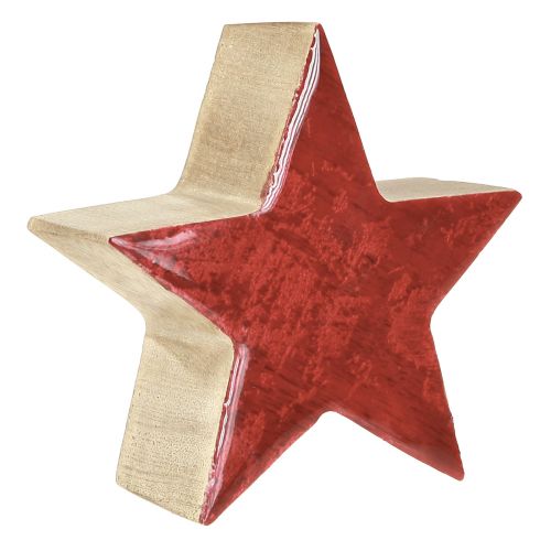 Floristik24 Decorazione da tavolo in legno di mango stella rossa stella naturale in legno Ø10 cm 3 pz