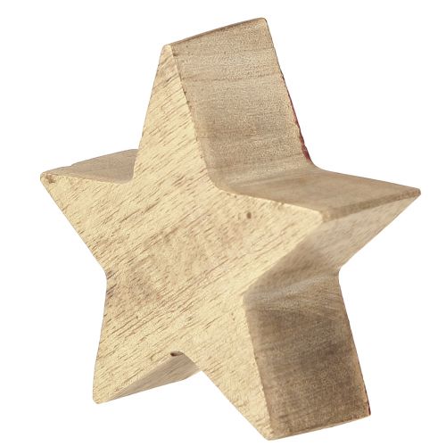 Floristik24 Decorazione da tavolo in legno di mango stella rossa stella naturale in legno Ø10 cm 3 pz