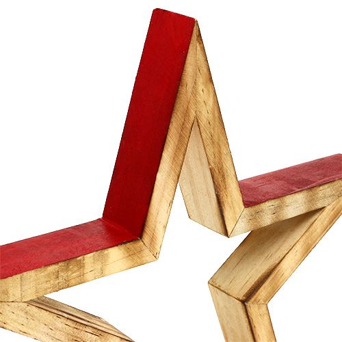Floristik24 Stella in legno aperta natura, rosso 24,5cm 2 pezzi