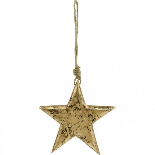 Floristik24 Stella da appendere, decoro in legno effetto oro, Avvento 14cm × 14cm