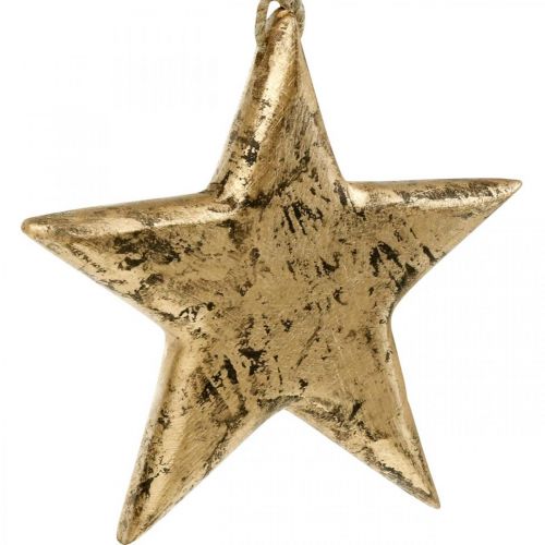 Floristik24 Stella da appendere, decoro in legno effetto oro, Avvento 14cm × 14cm