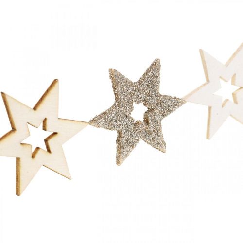 Floristik24 Decorazione a dispersione stella in legno naturale, glitter, bianca 4 cm assortiti 72 pz