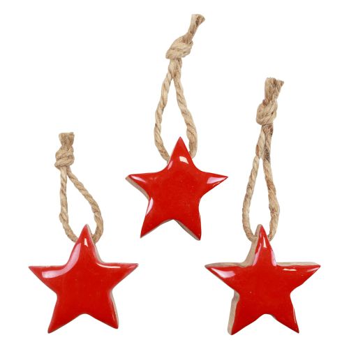 Floristik24 Stella in legno Decorazioni per albero di Natale rosse, stelle decorative naturali 5 cm 24 pz