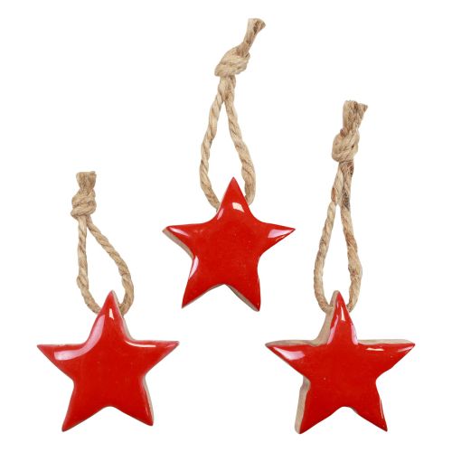 Floristik24 Stella in legno Decorazioni per albero di Natale rosse, stelle decorative naturali 5 cm 24 pezzi