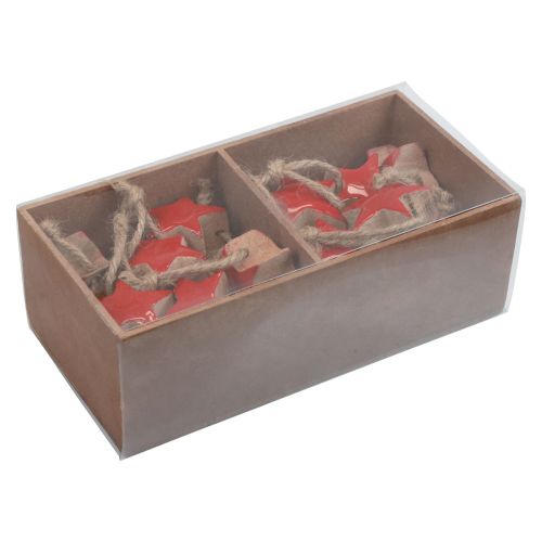 Floristik24 Stella in legno Decorazioni per albero di Natale rosse, stelle decorative naturali 5 cm 24 pz
