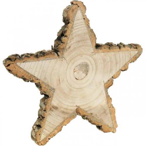 Floristik24 Vassoio in legno per l&#39;Avvento, fetta di albero a forma di stella, Natale, decorazione stella legno naturale Ø29cm