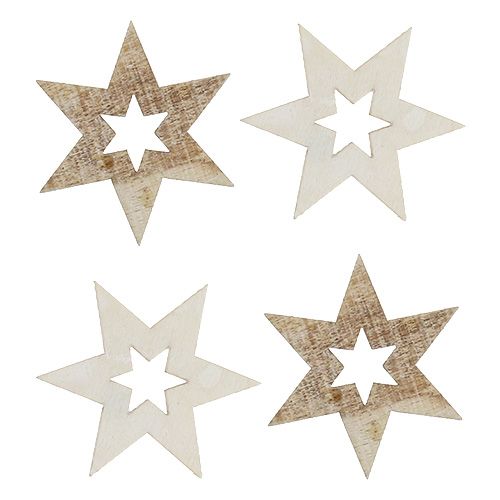 Floristik24 Stelle in legno 4 cm naturale/bianco 72 pz