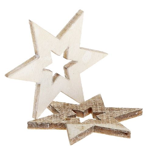 Floristik24 Stelle in legno 4 cm naturale/bianco 72 pz