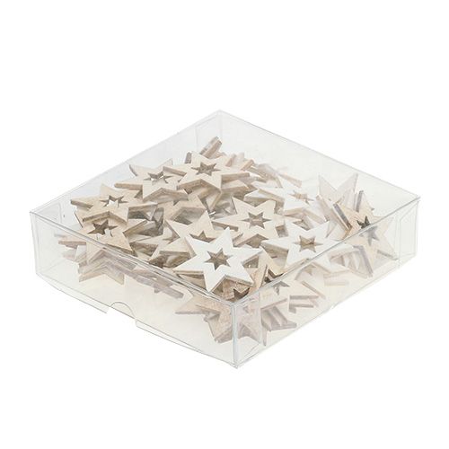 Floristik24 Stelle in legno 4 cm naturale/bianco 72 pz