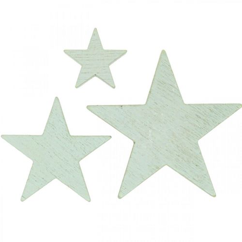 Floristik24 Stelle decorative in legno spruzzate Christmas Mint 3/5/7cm 29p