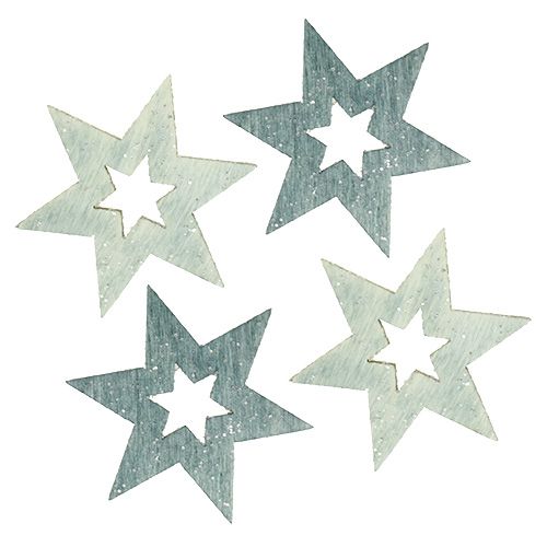 Floristik24 Stelle in legno 4cm grigie con glitter 72 pezzi