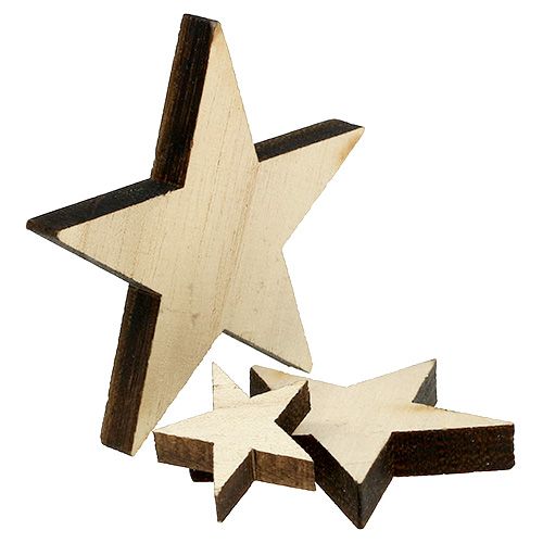 Floristik24 Stelle in legno 2,5 cm -7 cm naturali 48 pz