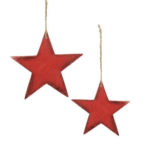 Floristik24 Stelle in legno da appendere 9/13cm rosse 12pz