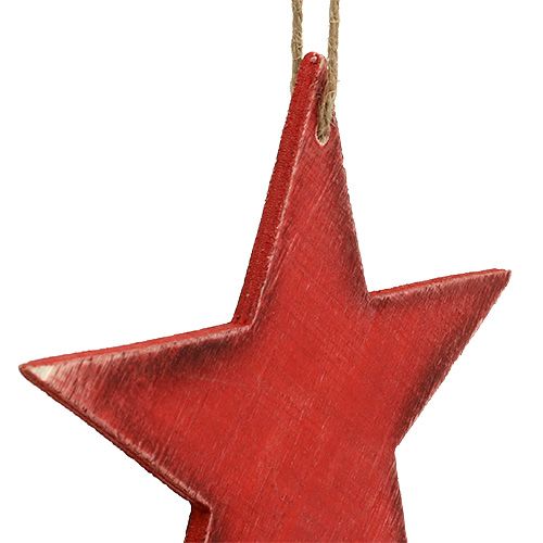 Prodotto Stelle in legno da appendere 16,5 cm / 20 cm rosse 6 pezzi