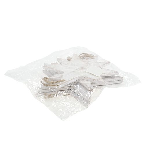 Floristik24 Stelle in legno da appendere 9/13 cm bianche 12 pz