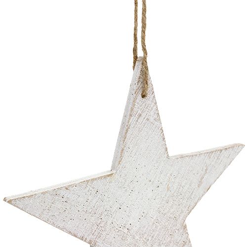 Floristik24 Stelle in legno da appendere 16,5 cm / 20 cm bianche 6 pezzi