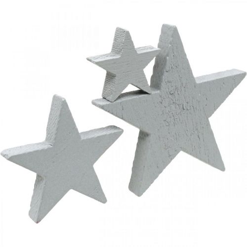 Prodotto Decorazione stelle in legno decorazione sparsa Natale grigio 3/5/7 cm 29 pz