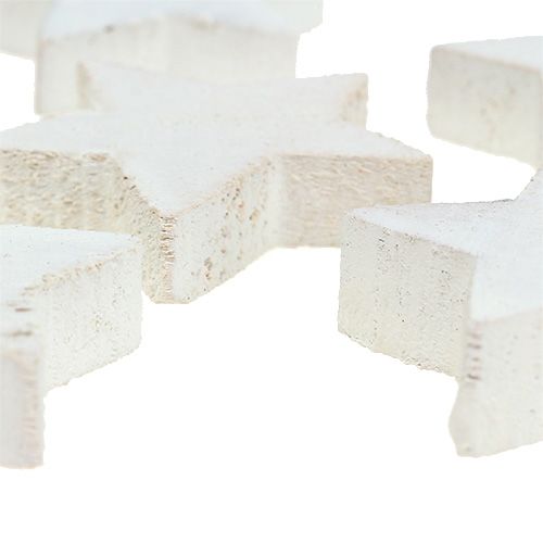Floristik24 Stelle in legno 5 cm bianche 16 pz