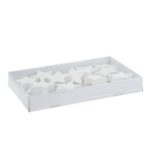 Floristik24 Stelle in legno 5 cm bianche 16 pz