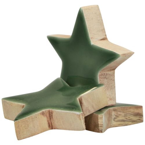 Prodotto Stelle in legno Decorazione natalizia decorazione sparsa verde lucido Ø5cm 8pz