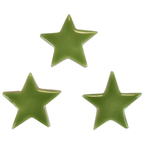 Floristik24 Stelle in legno Decorazioni natalizie decorazioni sparse verde chiaro lucido Ø5cm 8 pz