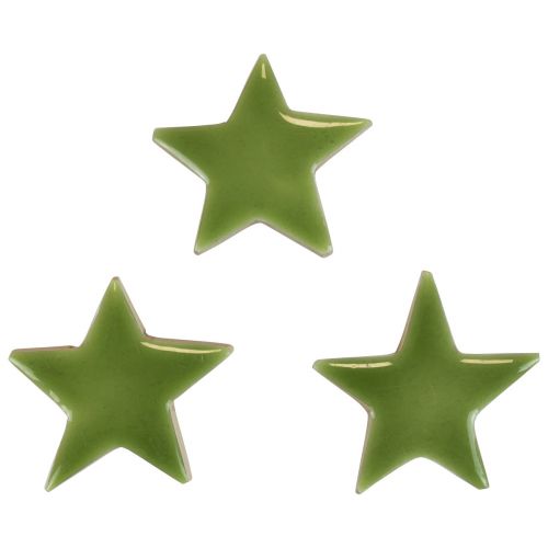 Floristik24 Stelle in legno Decorazioni natalizie decorazioni sparse verde chiaro lucido Ø5cm 8pz