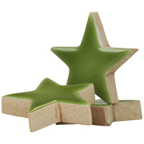 Floristik24 Stelle in legno Decorazioni natalizie decorazioni sparse verde chiaro lucido Ø5cm 8 pz
