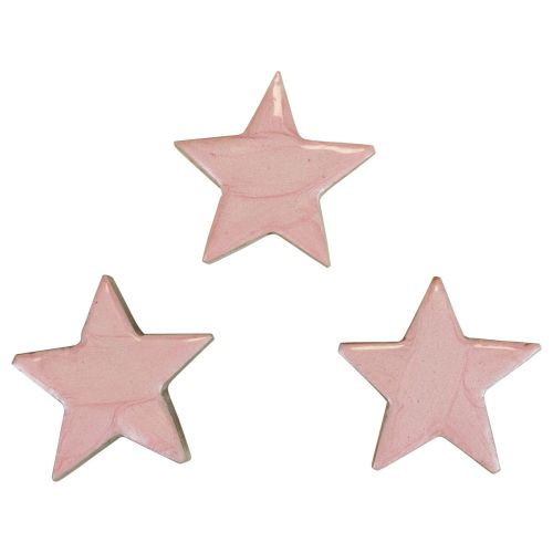 Floristik24 Stelle decorative in legno Stelle Decorazione natalizia rosa lucido Ø5cm 8pz