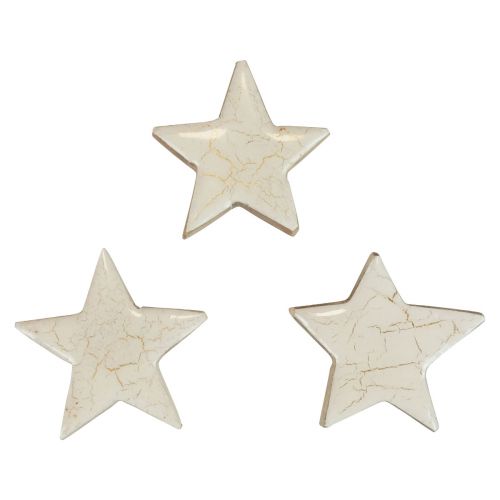 Floristik24 Stelle in legno stelle decorative legno craquelé oro bianco Ø5cm 8pz