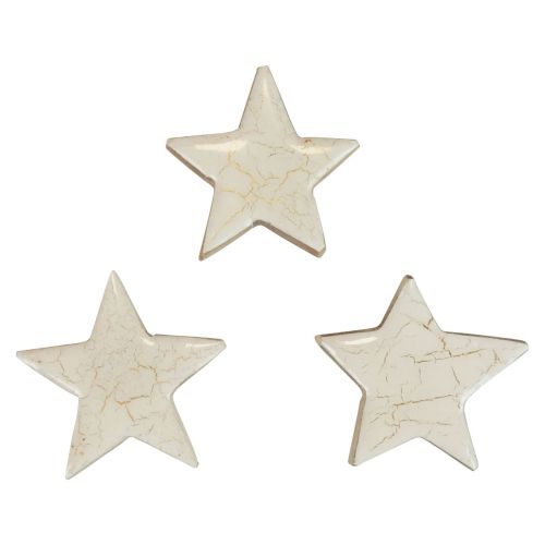 Floristik24 Stelle in legno stelle decorative legno craquelé oro bianco Ø5cm 8 pz