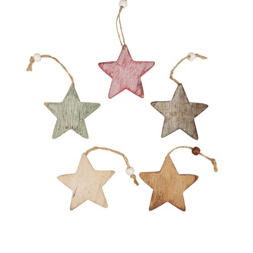 Floristik24 Stelle decorative in legno Stelle per appendere decorazioni vintage Ø6,5 cm 10 pezzi