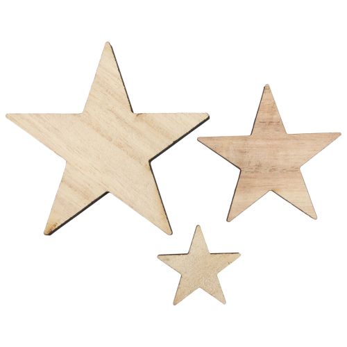 Floristik24 Decorazione stelle in legno decorazione sparsa Natale naturale 3/5/7 cm 29 pz