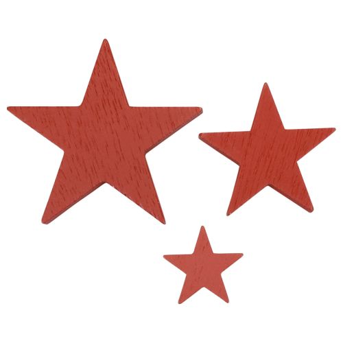 Prodotto Decorazione stelle in legno decorazione sparsa Natale rosso 3/5/7 cm 29 pezzi