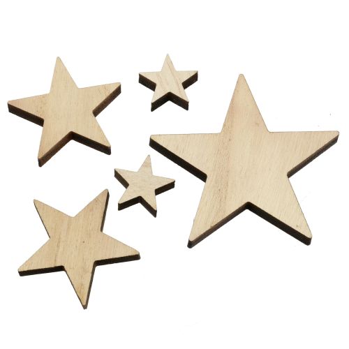 Floristik24 Stelle di Natale in legno mix naturale 2,5 cm - 7,5 cm 40 pezzi
