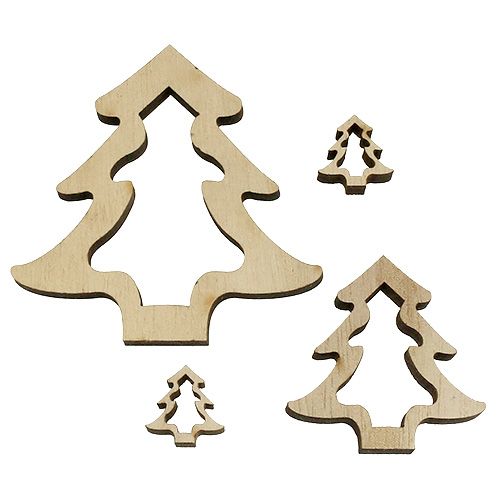 Decorazione in legno albero di Natale natura 2 cm - 8 cm 32 pezzi