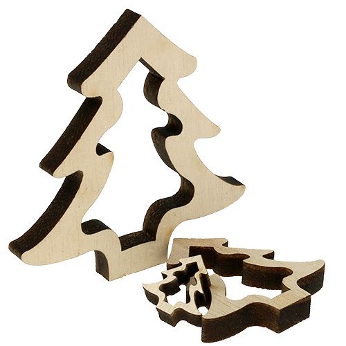 Floristik24 Decorazione in legno Albero di Natale naturale 2 cm - 8 cm 32 pz