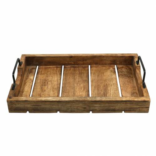 Floristik24 Vassoio in legno con manici mango aspetto antico 38,5 × 25 cm