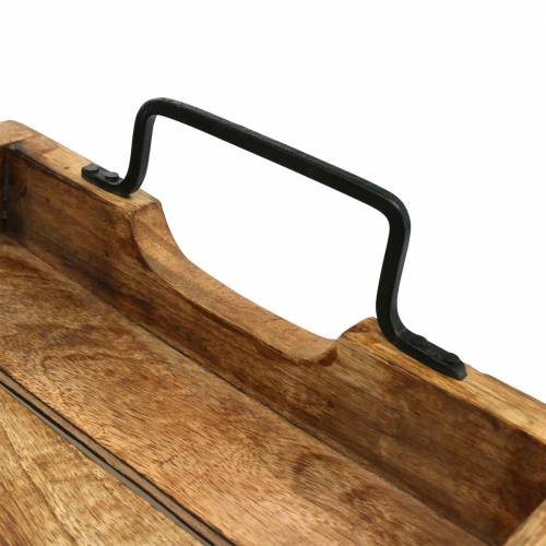 Floristik24 Vassoio in legno con manici mango aspetto antico 38,5 × 25 cm