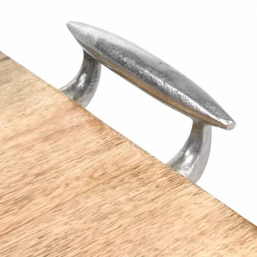 Floristik24 Vassoio in legno con manici mango, metallo naturale, argento 46 × 25cm