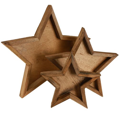 Floristik24 Vassoio in legno decorazione stella marrone Ø38/29/22cm set da 3