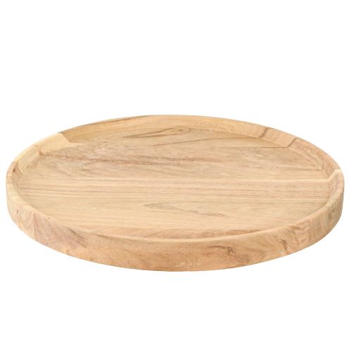 Floristik24 Vassoio rotondo in legno di acacia naturale Ø30cm H2,5cm